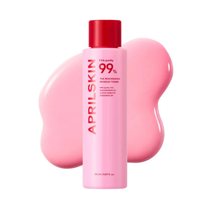 APRILSKIN TXA Niacinamide 99 Milky Toner – 150ml Korean brightening toner with Tranexamic Acid and 99% pure Niacinamide available at Atelier De Glow UAE.