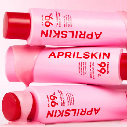 Luxurious milky texture of APRILSKIN TXA Toner – Deeply hydrating cream-toner hybrid for a soft, radiant "Glass Skin" finish at Atelier De Glow UAE.