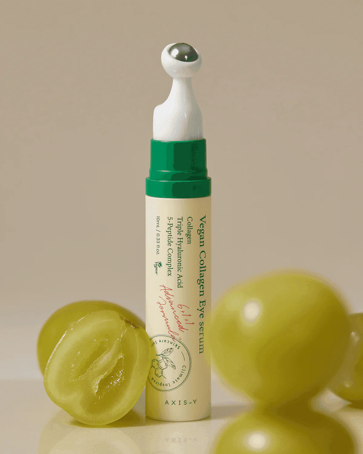 Cooling applicator tip of AXIS-Y Vegan Collagen Eye Serum – Refreshing Korean serum for dark circles and "Glass Skin" clarity at Atelier De Glow UAE.