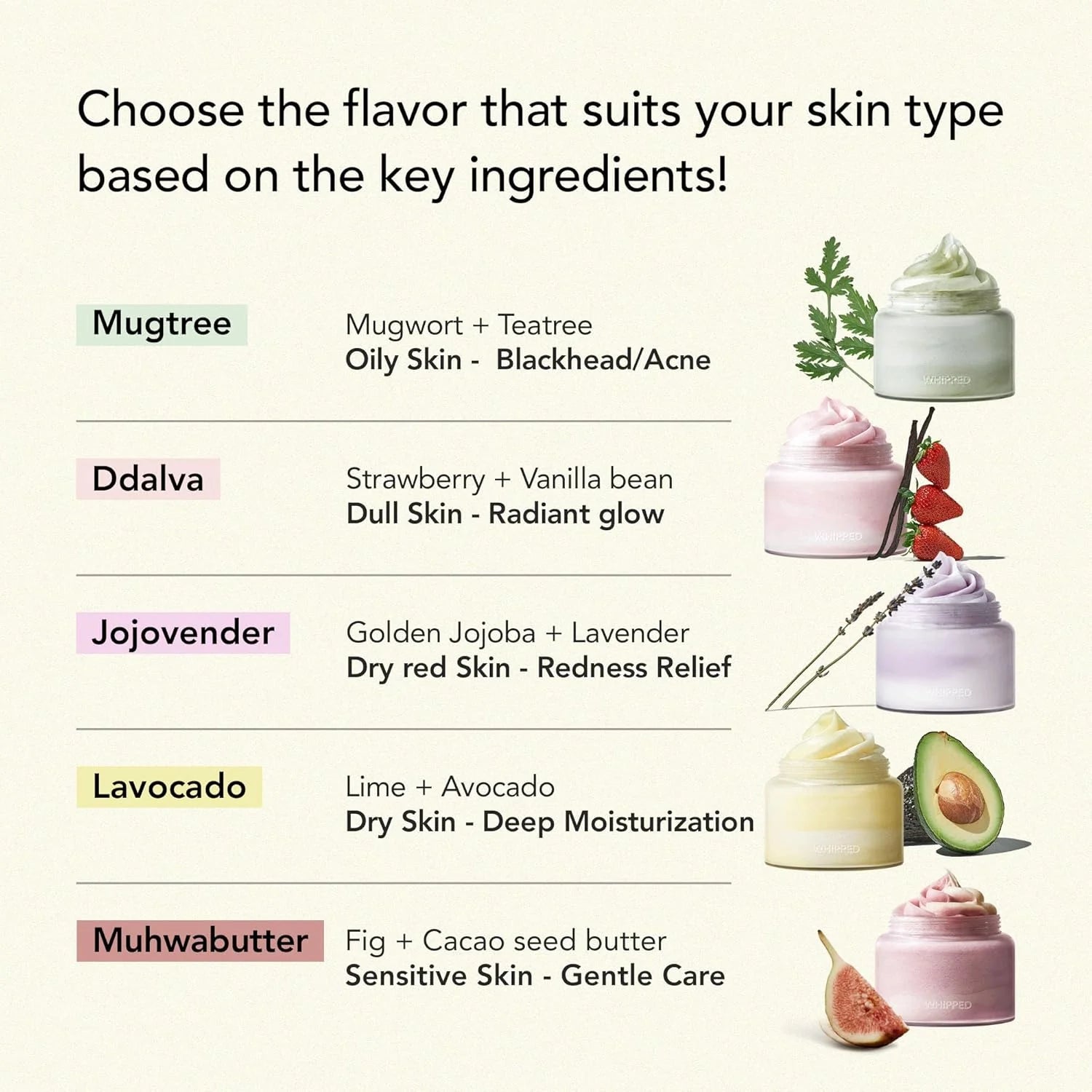 Soft pastel-pink, decadent, and airy whipped cream texture of WHIPPED DDalva Strawberry Cleanser inside its luxury vanity jar at Atelier De Glow UAE.
