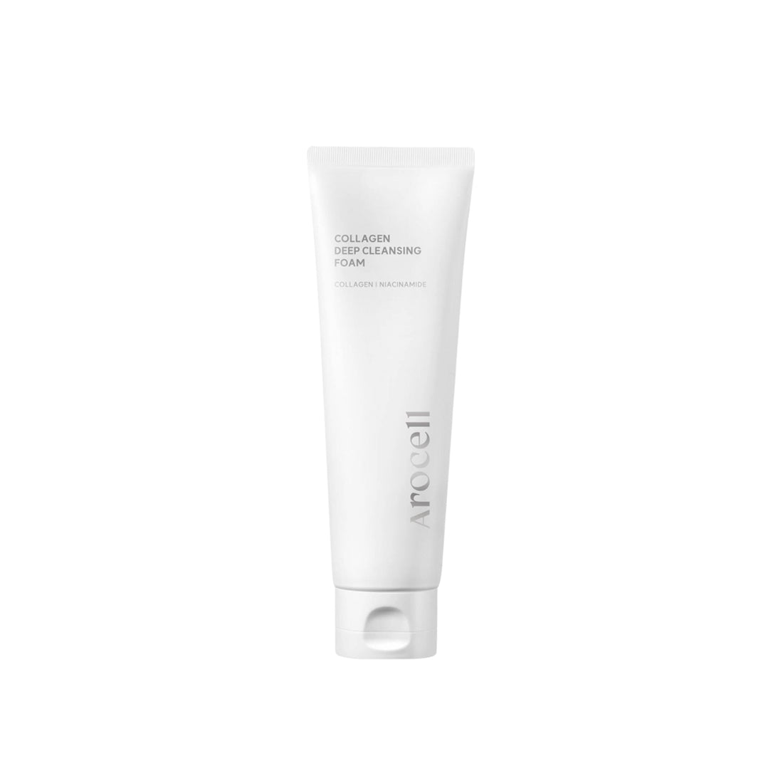 Arocell Collagen Deep Cleansing Foam – 120ml clinical anti-aging facial wash infused with Low-Molecular Weight Collagen, Ceramides, and Peptides available at Atelier De Glow UAE.