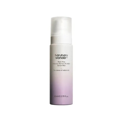 Haruharu Wonder Black Rice Probiotics Barrier NAD+ Serum Mist – 80ml anti-aging face mist with NAD+ and fermented black rice available at Atelier De Glow UAE.