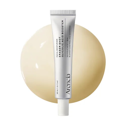 Arencia Eraser Shot Glycolic Acid Booster – 30ml high-concentration pure AHA resurfacing and pore-refinement ampoule available at Atelier De Glow UAE.