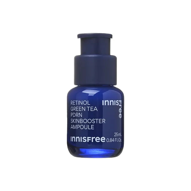 Innisfree Retinol Green Tea PDRN Skin Booster Ampoule – 25ml regenerative serum with Vitamin A and Green Tea PDRN at Atelier De Glow UAE.