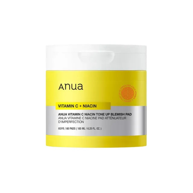 Anua Vitamin C Niacin Tone Up Blemish Pad – Korean brightening pads with Vitamin C, Niacinamide, and Tranexamic Acid at Atelier De Glow UAE.
