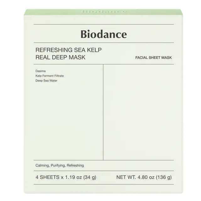 Biodance Refreshing Sea Kelp Real Deep Mask 4 Pack – Korean overnight hydrogel masks with Sea Kelp and Marine Minerals available at Atelier De Glow UAE.