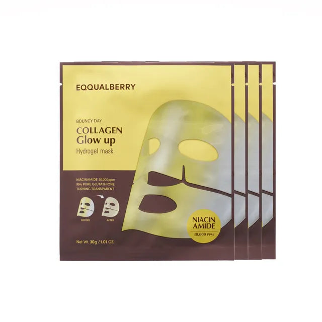EQQUALBERRY  Collagen Glow up Hydrogel Mask Set 4EA