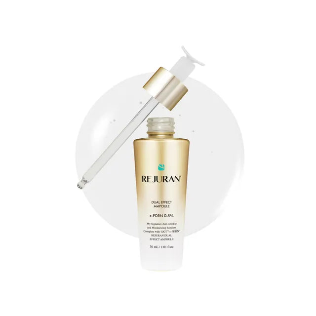 REJURAN Dual Effect Ampoule – 30ml premium skin healer with c-PDRN® (Salmon DNA) and intensive Peptide complex available at Atelier De Glow UAE.