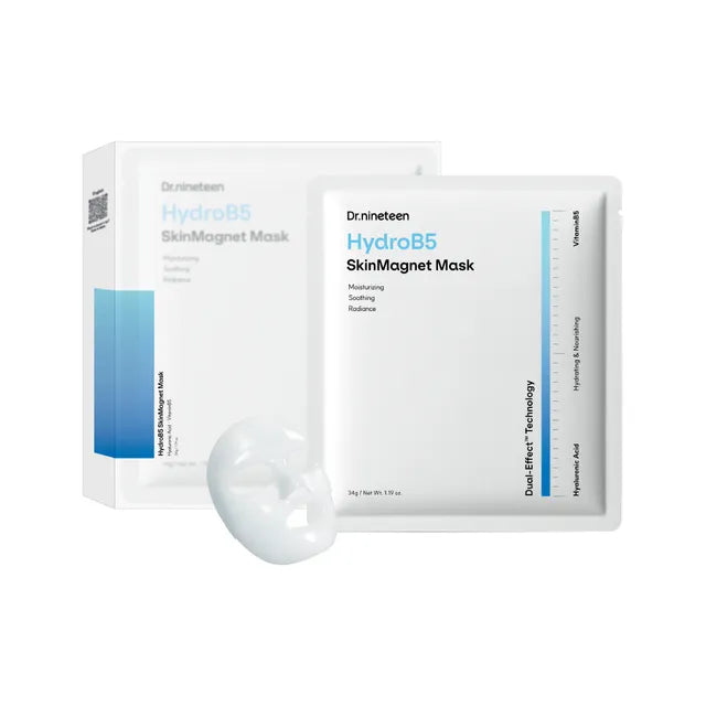 Dr.nineteen HydroB5 SkinMagnet Mask – 4PCs professional Korean sheet masks with Vitamin B5 and Hyaluronic Acid available at Atelier De Glow UAE.