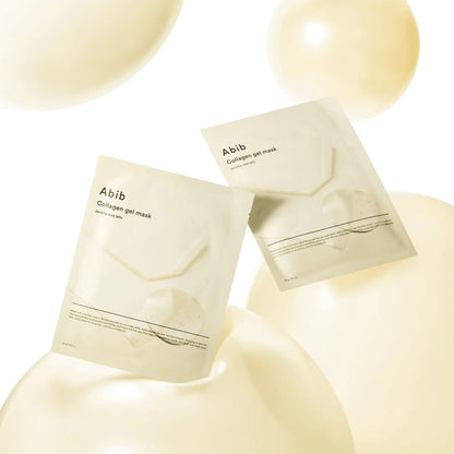 Cream-colored Abib Collagen Gel Mask hydrogel texture – High-adhesion Korean face mask for deep nutrient delivery and skin elasticity at Atelier De Glow UAE.