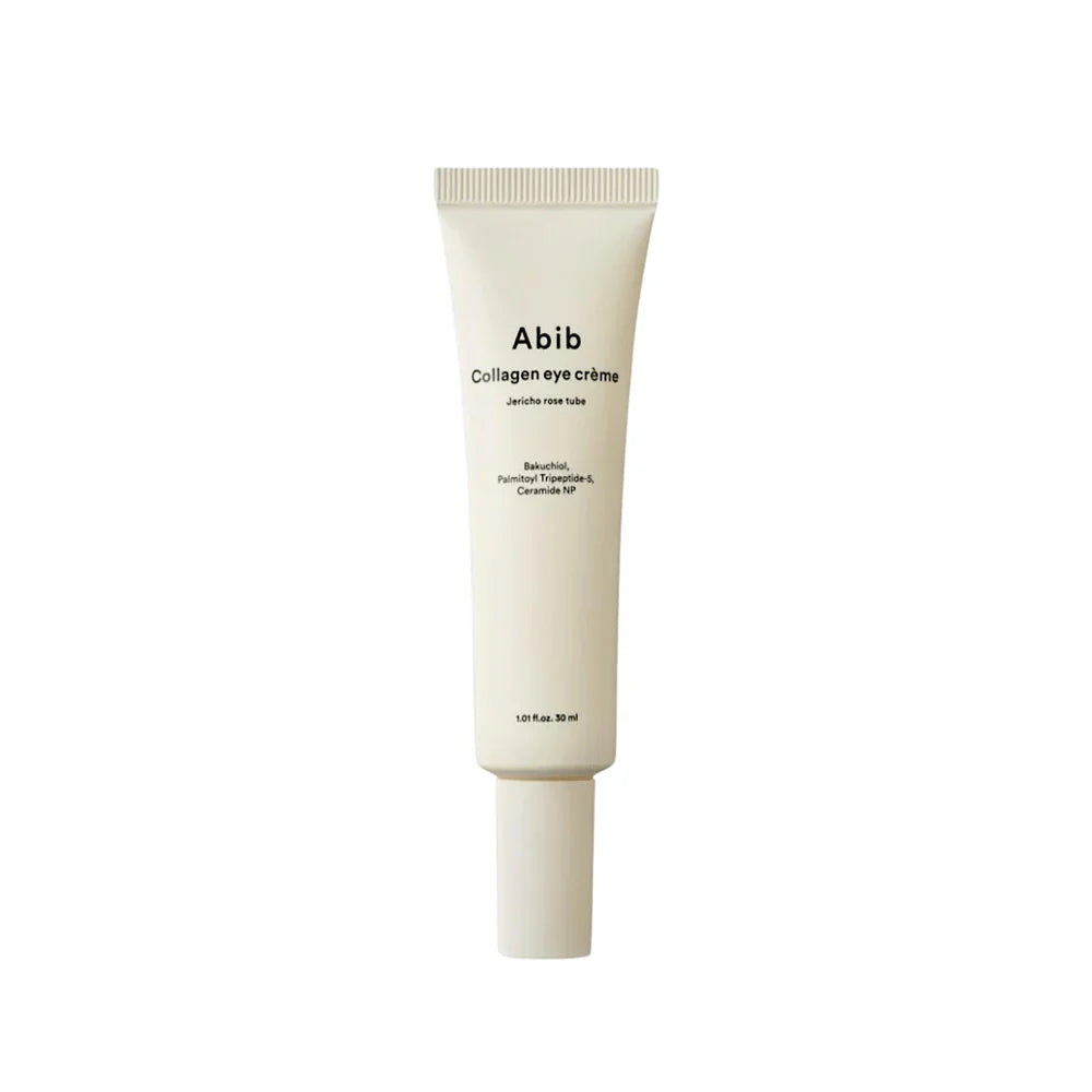 Abib Collagen Eye Crème Jericho Rose Tube – Vegan Collagen and Resurrection Plant extract infused Korean eye treatment available at Atelier De Glow UAE.