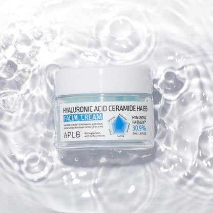 Refreshing, non-greasy texture of APLB HA B5 Facial Cream – Fast-absorbing Korean moisturizer for a "Glass Skin" plumped effect at Atelier De Glow UAE.