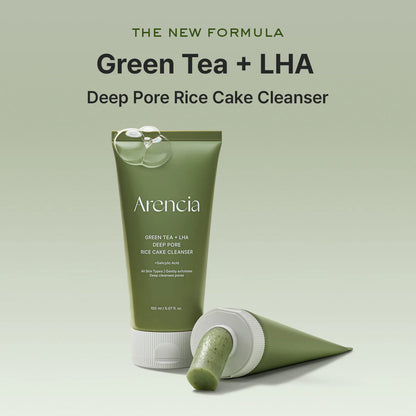 Arencia  Green Tea + LHA Deep Pore Rice Cake Cleanser 150g