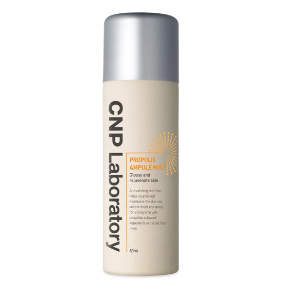 CNP Laboratory Propolis Energy Ampule Mist – 100ml Korean facial mist with Propolis Extract, Hyaluronic Acid, and Panthenol available at Atelier De Glow UAE.