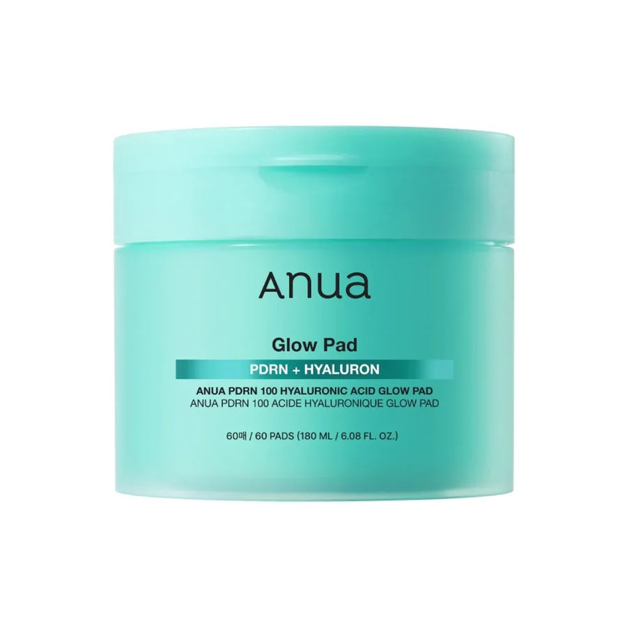 Anua PDRN 100 Hyaluronic Acid Glow Pad – Korean skin-booster pads with Salmon DNA and multi-weight Hyaluronic Acid available at Atelier De Glow UAE.