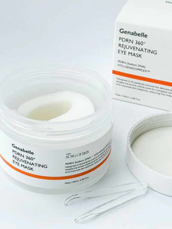 Cooling hydrogel texture of Genabelle PDRN Eye Mask – Large capacity jar for daily brightening and orbital lifting at Atelier De Glow UAE.