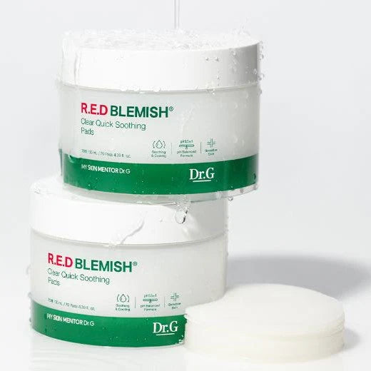 Dr.G soothing pads for acne redness, heat irritation, and sensitive skin – Rapid-relief cooling Korean skincare from Atelier De Glow UAE.