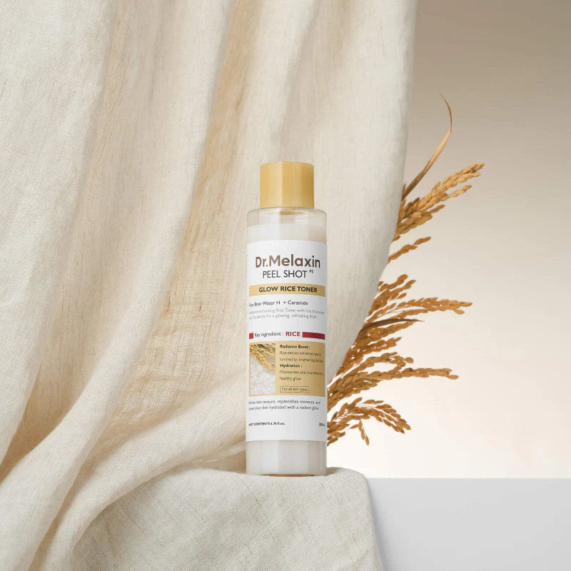Dr. Melaxin toner for dullness, large pores, and uneven skin tone – Gentle exfoliating Korean rice toner from Atelier De Glow UAE.
