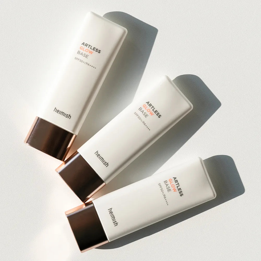 Shimmery, weightless cream texture of Heimish Artless Glow Base – Fast-absorbing, non-greasy luminizer for all-day hydration at Atelier De Glow UAE.