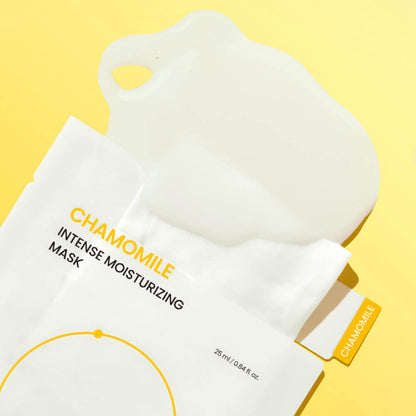 Eco-friendly, soft sheet texture of beplain Chamomile Moisturizing Mask – Luxurious hydration for "Glass Skin" calm at Atelier De Glow UAE.