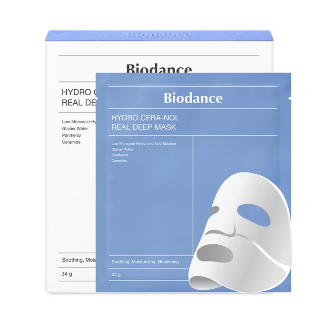 Biodance Hydro Cera-nol Real Deep Mask 4 Pack – Korean overnight hydrogel masks with Ceramide NP and Panthenol available at Atelier De Glow UAE.