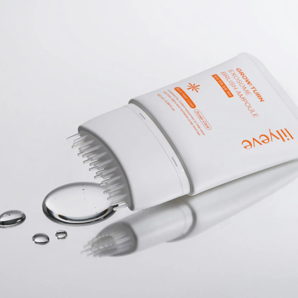 Built-in scalp massage brush of lilyeve Exosome Ampoule – Ergonomic applicator for enhanced blood flow and ampoule absorption at Atelier De Glow UAE.