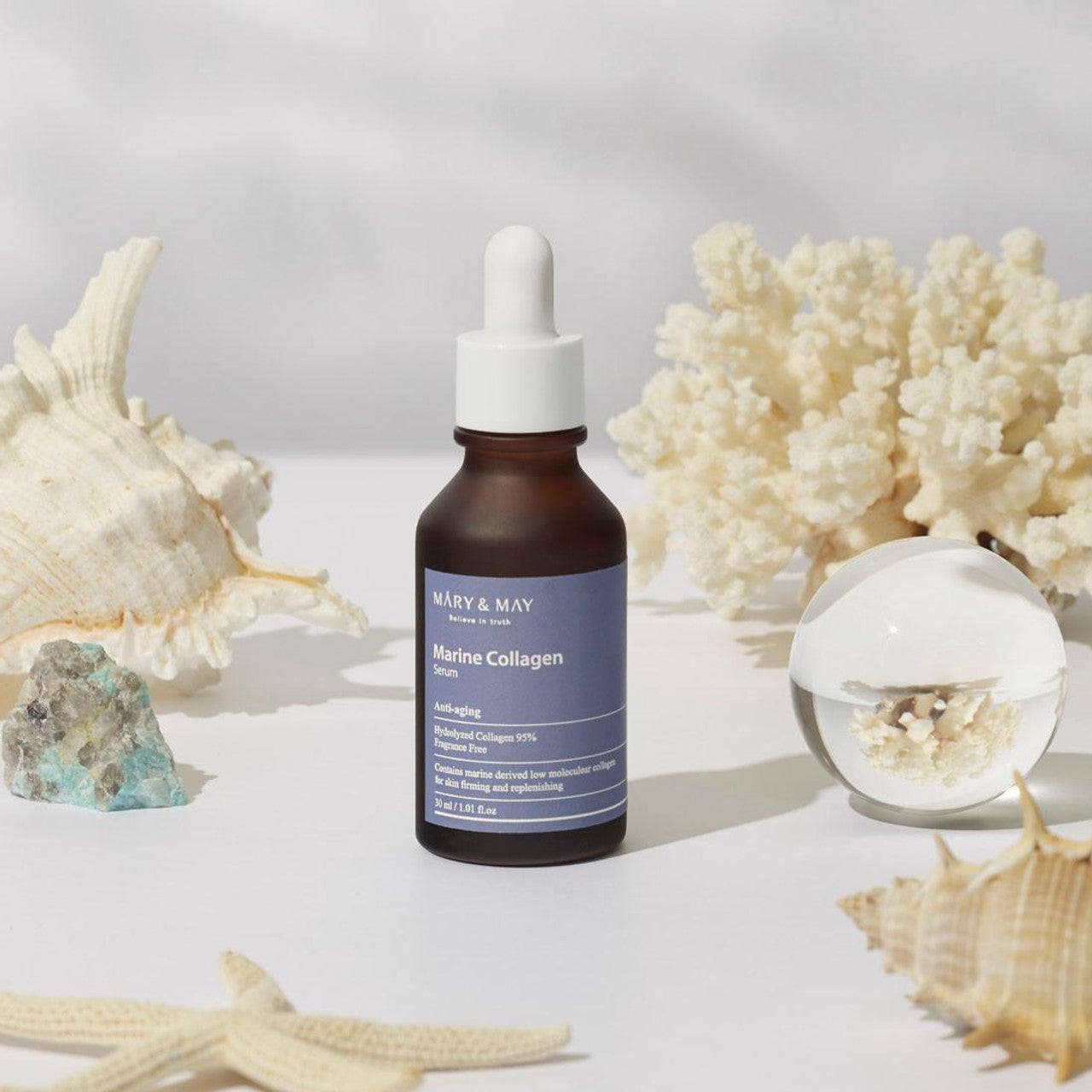 MARY &amp; MAY collagen serum for fine expression lines, thinning skin texture, and early signs of facial sagging – Structural booster from Atelier De Glow UAE.