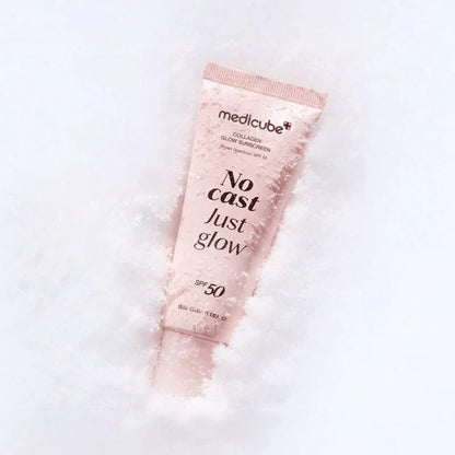 medicube Glow Collagen Sunscreen – Clean-beauty "Collagen-Infused Daily SPF 50+ &amp; Hydrating Glow Base" for a plump, protected, and youthful complexion, shop at Atelier De Glow UAE.