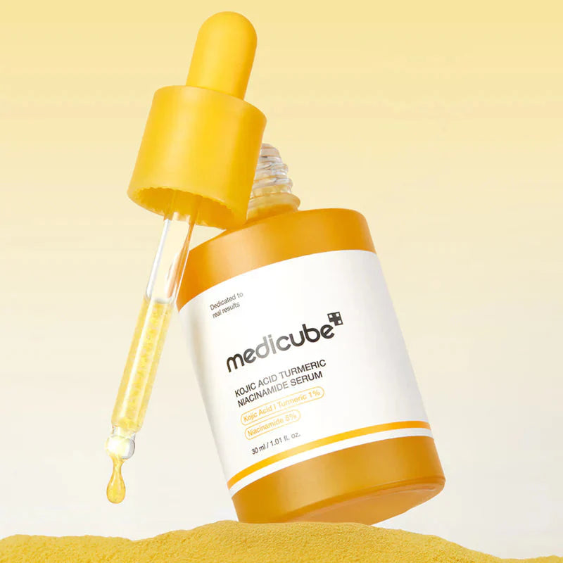Medicube Kojic Acid Serum for deep stubborn melasma, dark brown age spots, sun-induced hyperpigmentation, and muddy uneven facial tones – Spot corrector from Atelier De Glow UAE.