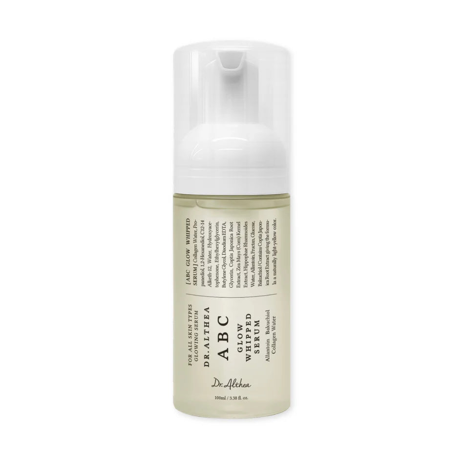 Dr. Althea ABC Glow Whipped Serum – 100ml multi-vitamin serum with Vitamin A, B3, and C derivatives available at Atelier De Glow UAE.