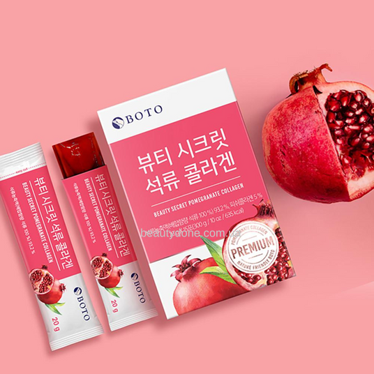 BOTO Pomegranate Collagen Jelly for combatting UV-induced aging and skin dullness in Dubai – Concentrated Korean beauty supplement with fast UAE delivery.