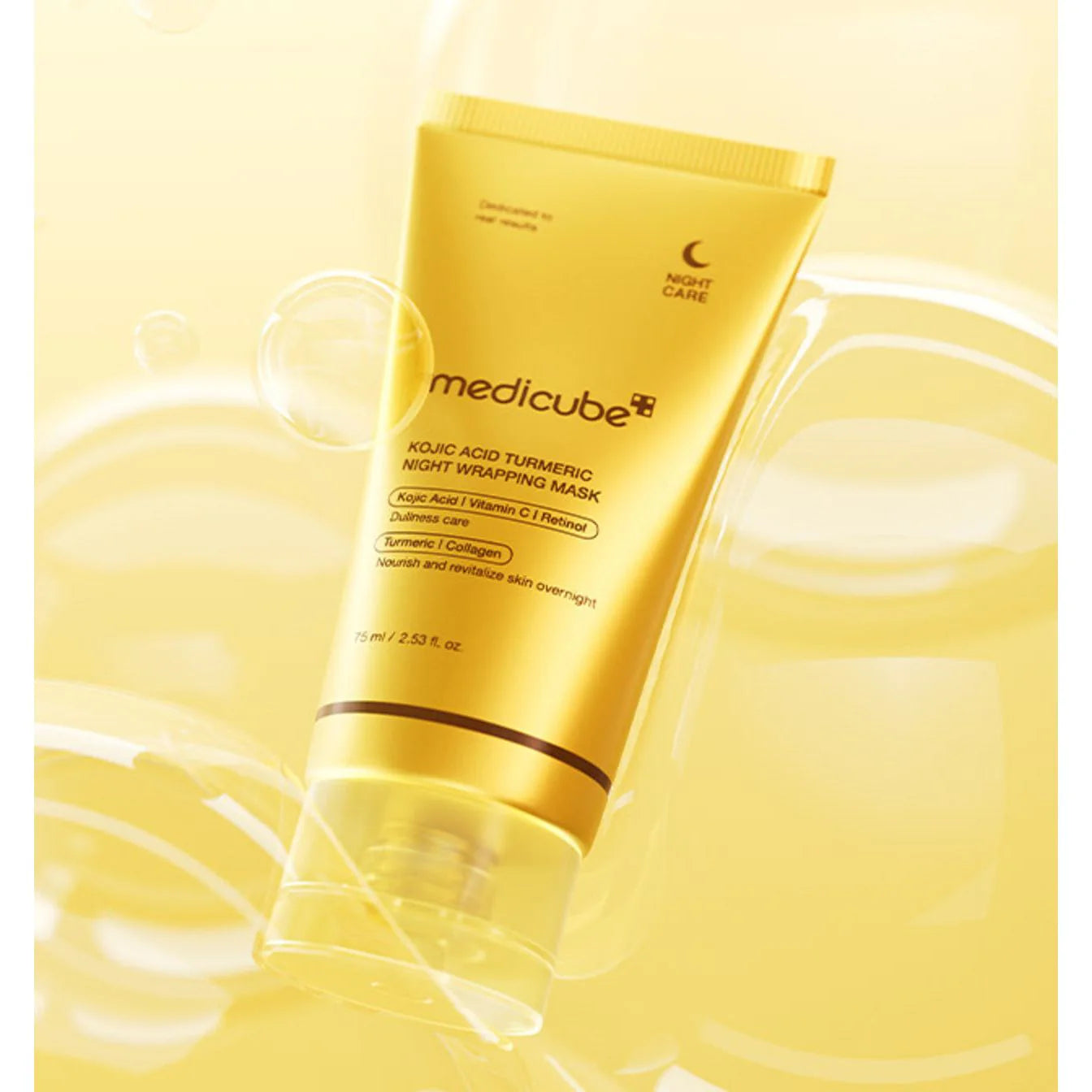 Medicube Kojic Turmeric Mask for stubborn dark sun patches, deep-set melasma, sleep-crease etching, and uneven sallow complexions – Night treatment from Atelier De Glow UAE.