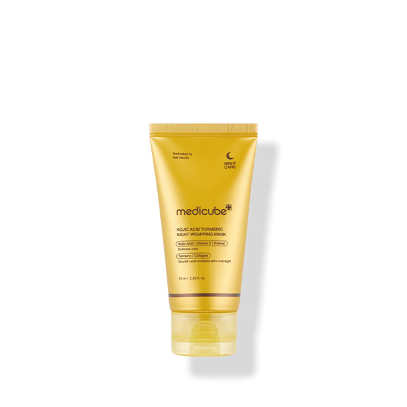 Medicube Kojic Acid Turmeric Night Wrapping Mask – 75ml peel-off overnight sleeping mask with encapsulated Kojic Acid and Turmeric Extract available at Atelier De Glow UAE.