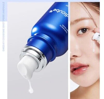 Concentrated "shot" ampoule texture of medicube Exosome Pore Serum – Precision clinical delivery system for immediate skin smoothing at Atelier De Glow UAE.