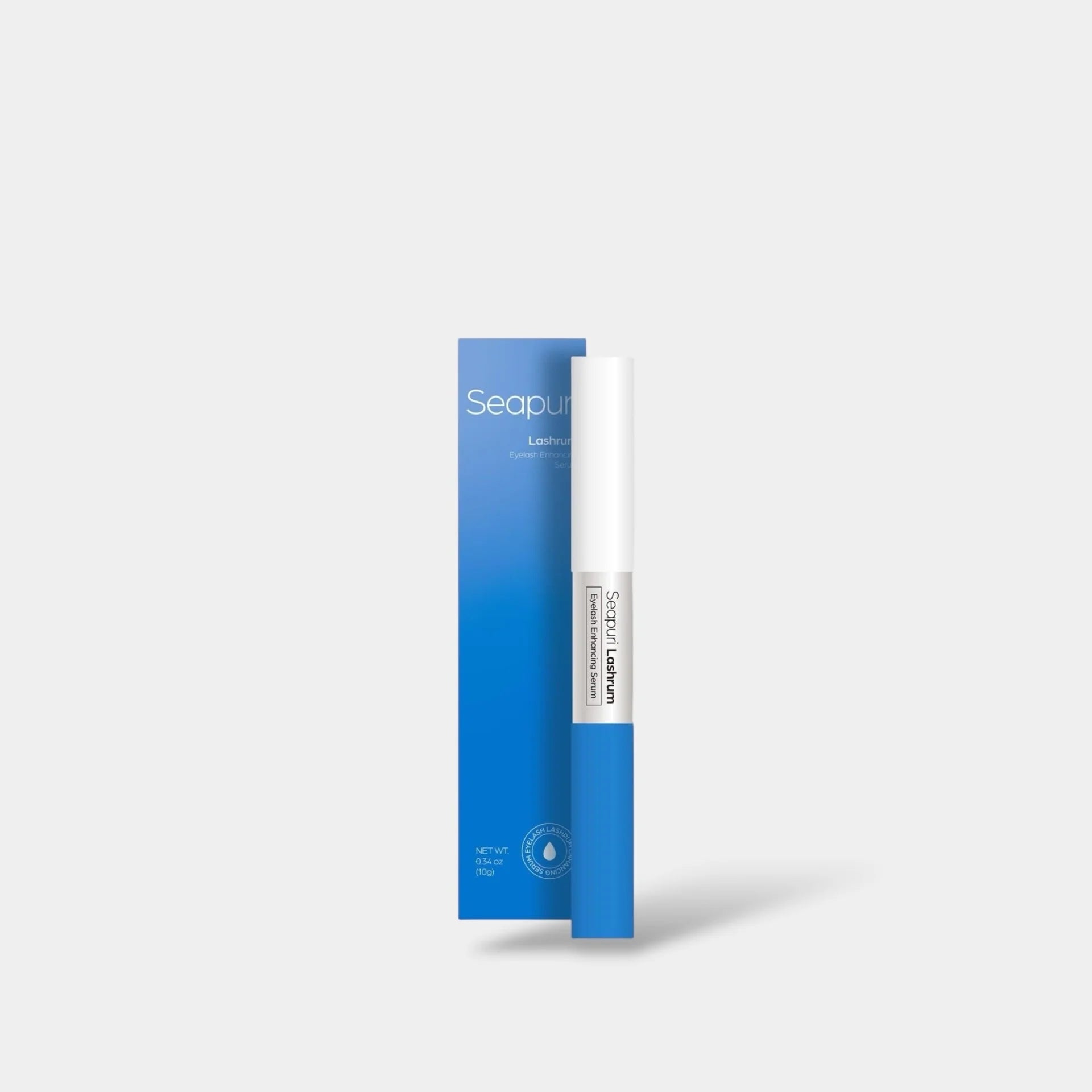 Weightless, crystal-clear, and non-sticky gel fluid texture of seapuri Lashrum Eyelash Serum being applied with a custom dual-tip applicator at Atelier De Glow UAE.