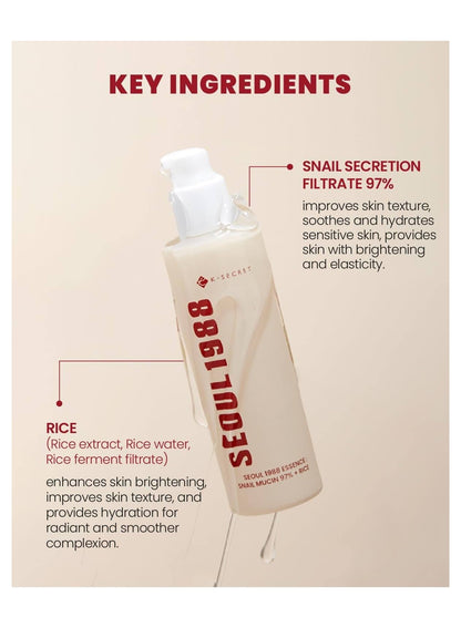 KSECRET  SEOUL 1988 Essence : Snail Mucin 97% + Rice 100ml