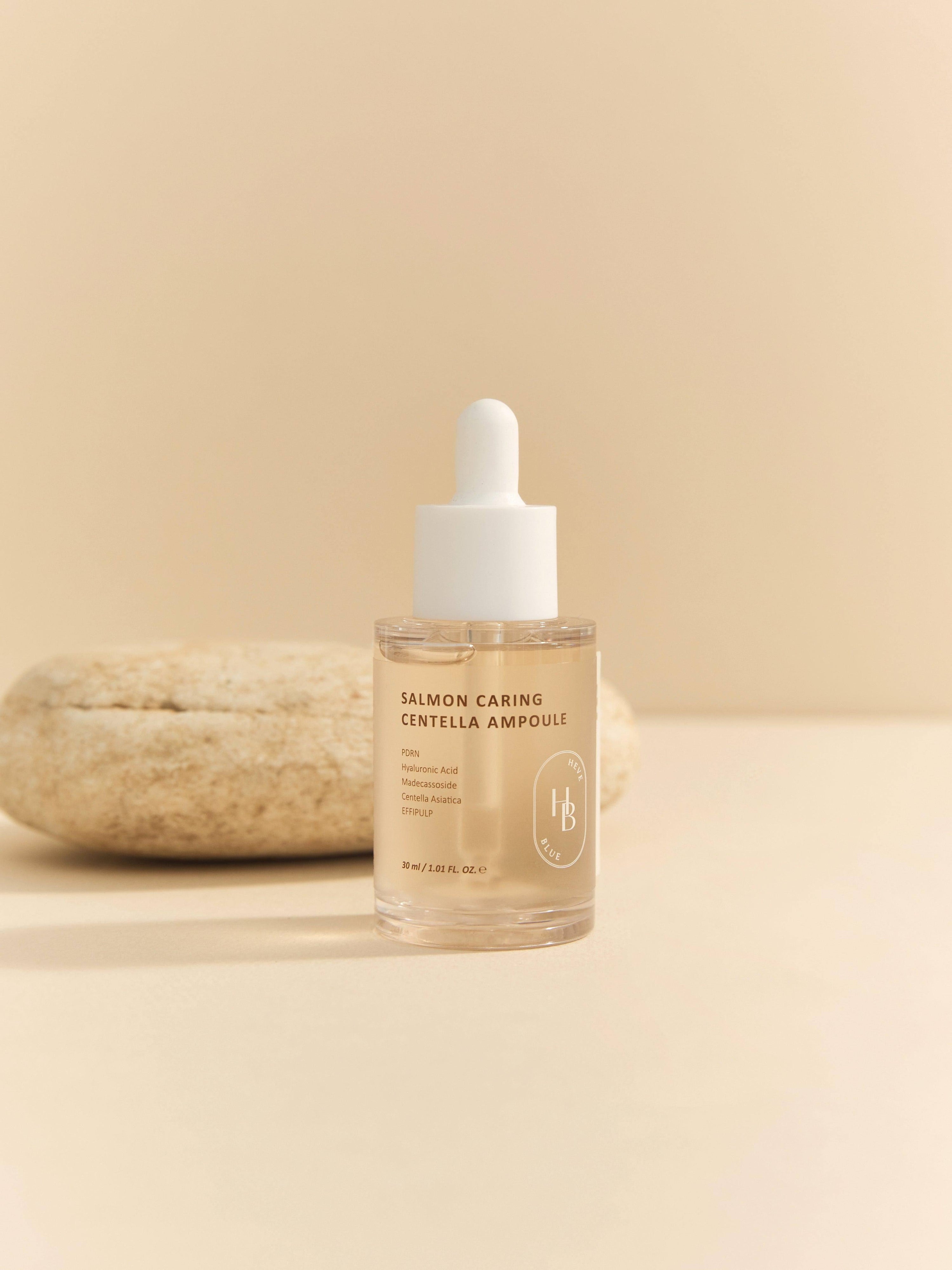 HEVEBLUE ampoule for sensitive skin, redness, and barrier damage – Restorative "Salmon DNA" treatment for a calm complexion from Atelier De Glow UAE.