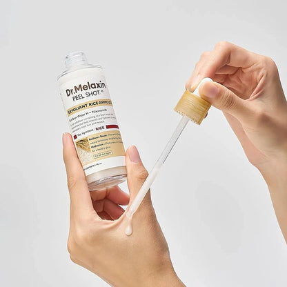 Dr. Melaxin Peel Shot for dullness, uneven texture, and clogged pores – Gentle daily liquid exfoliant from Atelier De Glow UAE.