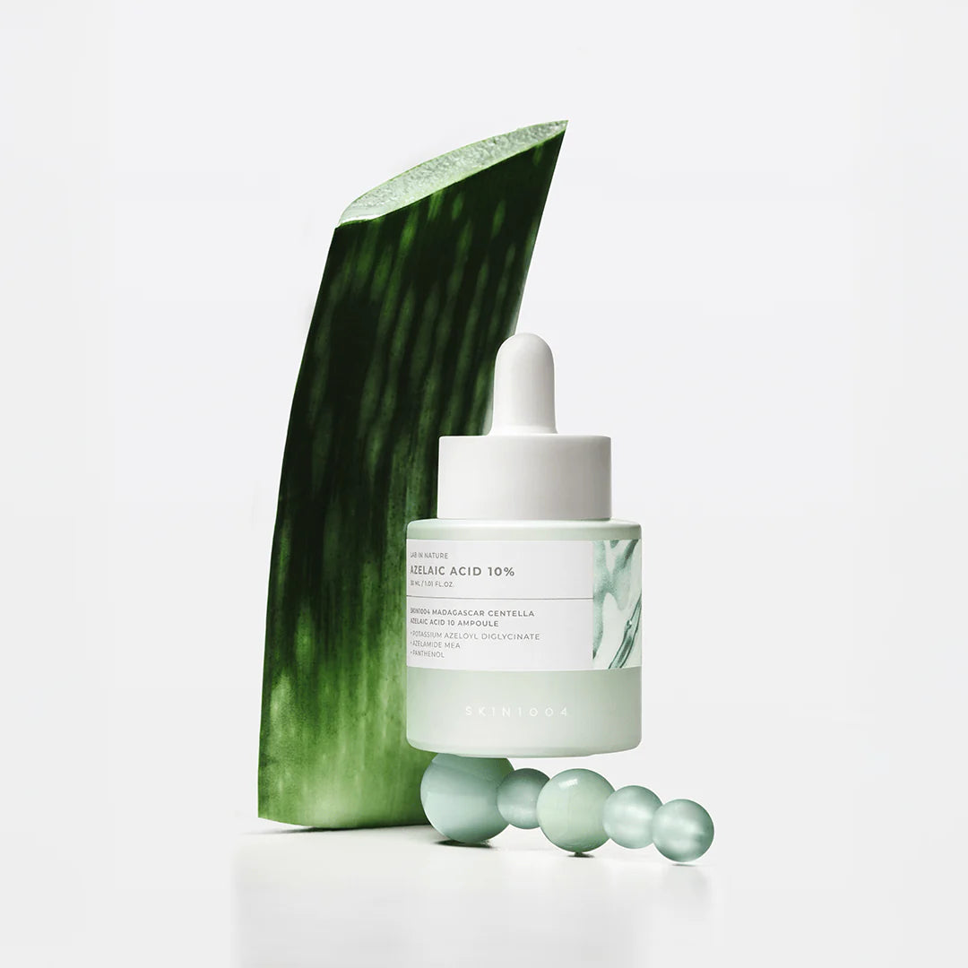 SKIN1004 Azelaic Acid Ampoule for stubborn red acne scars, rosacea flushing, bumpy textured skin sheets, and dark sunspot pigmentation – Tone corrector from Atelier De Glow UAE.