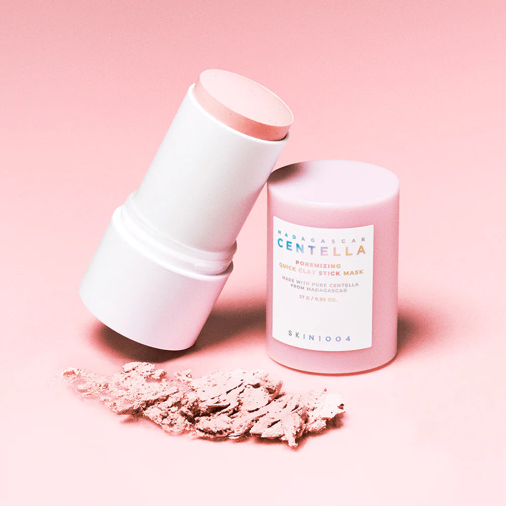 Convenient, travel-friendly pore care SKIN1004 Poremizing Quick Clay Stick Mask, perfect for quick weekly exfoliation in your skincare routine at Atelier De Glow UAE.