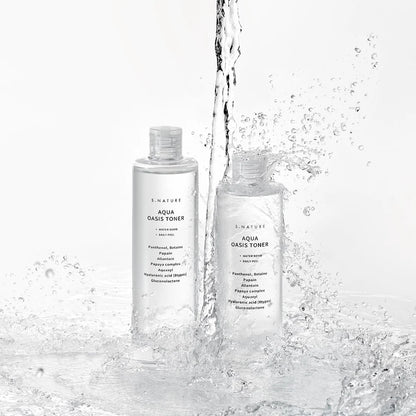 Applying S.NATURE Aqua Toner for a dewy glow - K-beauty hydration for thirsty skin - Atelier De Glow UAE