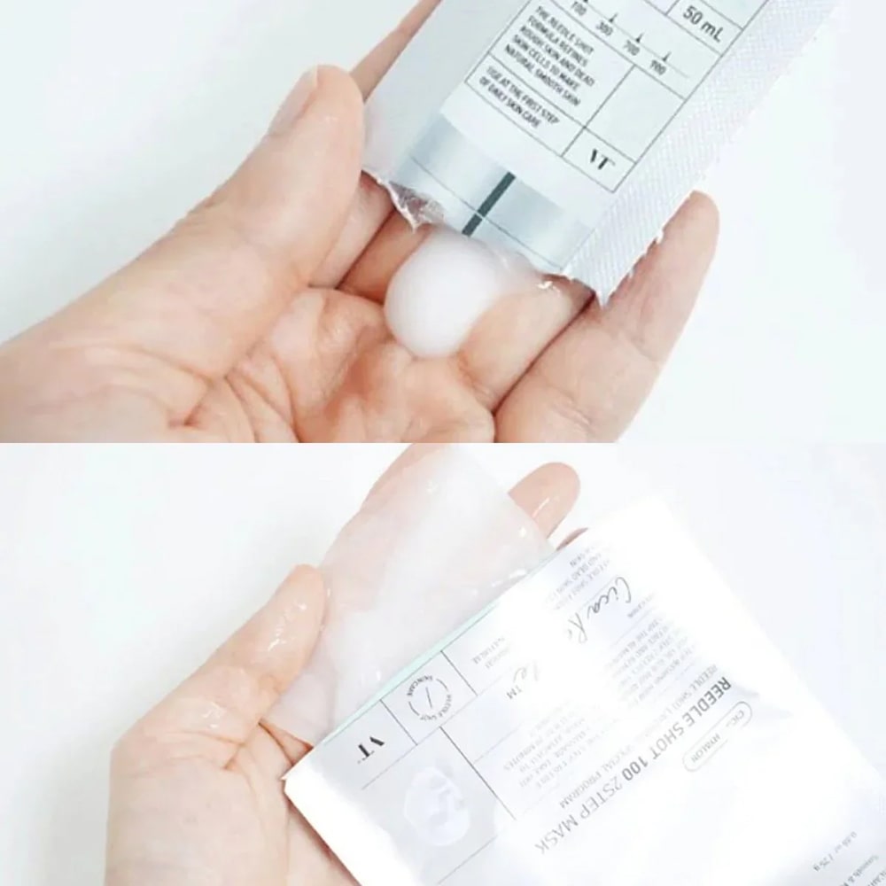 2-Step facial treatment system by VT – "Tingling" micro-channeling essence followed by a soothing sheet mask for deep repair at Atelier De Glow UAE.