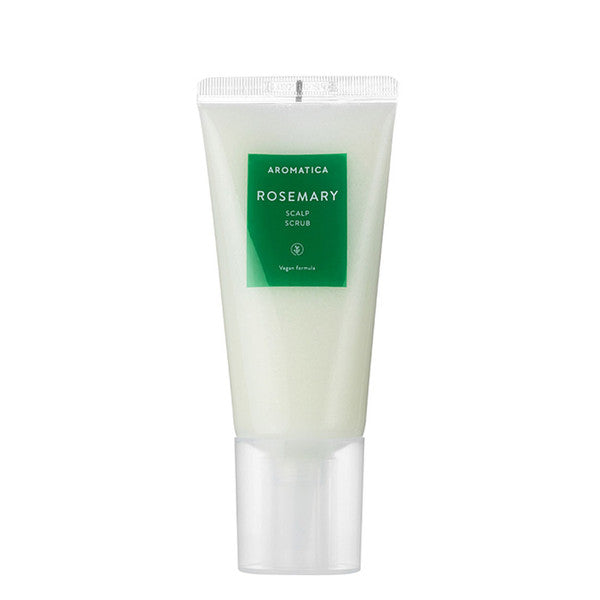 AROMATICA Rosemary Scalp Scrub – Mineral-rich salt scalp exfoliant and deep cleanser available at Atelier De Glow UAE.