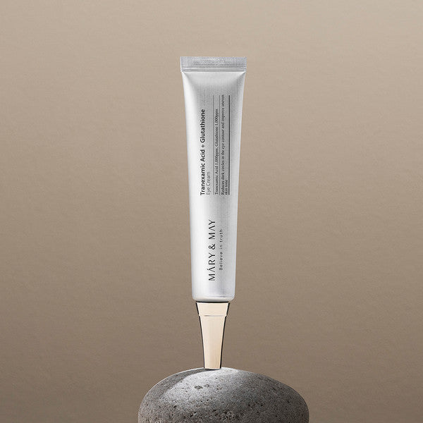 Anti-dark circle eye cream by Mary&amp;May – Targeted Glutathione and Tranexamic Acid formula for under-eye brightening with fast delivery in Dubai and UAE.
