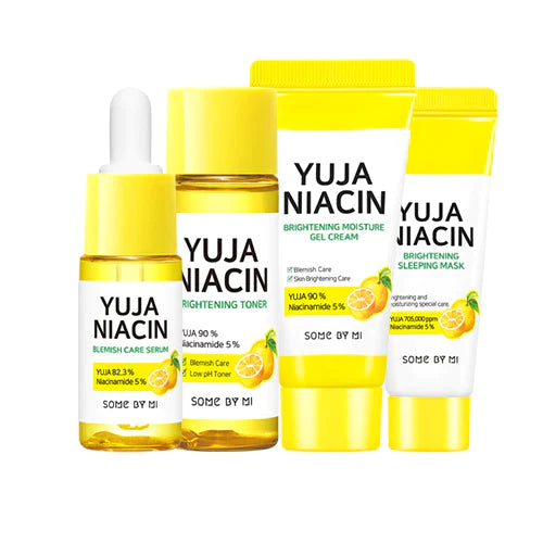 High-potency Yuja extract and Niacinamide kit by SOME BY MI – Brightening Korean skincare set for acne scars and dull skin at Atelier De Glow UAE.