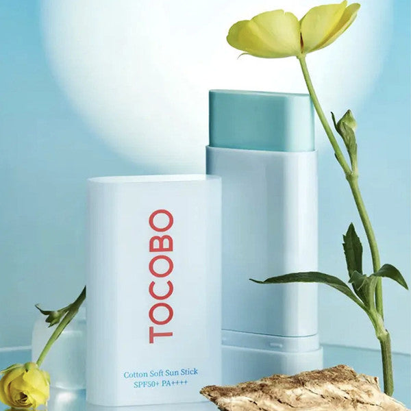 TOCOBO Cotton Soft Sun Stick with Herb AC Complex – Vegan-friendly Korean sunscreen stick for oily and combination skin at Atelier De Glow UAE.
